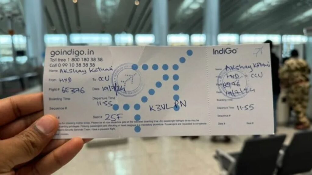 hand-written boarding pass