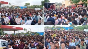 stampede at Mumbai airport for interviews