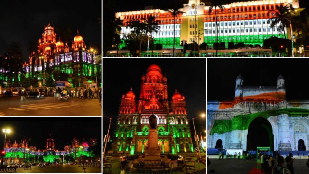 buildings of Mumbai lit up in Tricolor