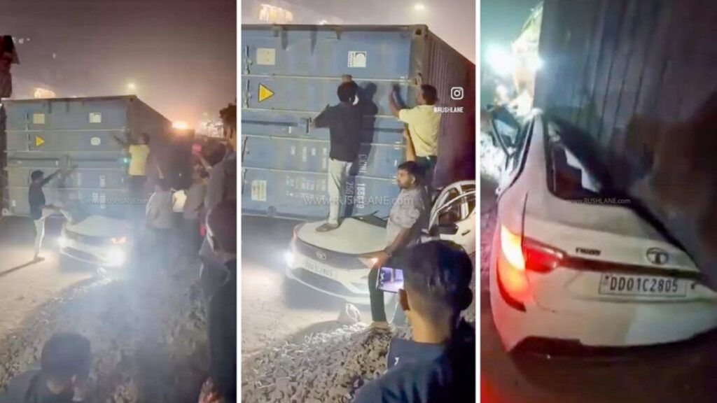 Accident Due to Loaded Container Falling on Car