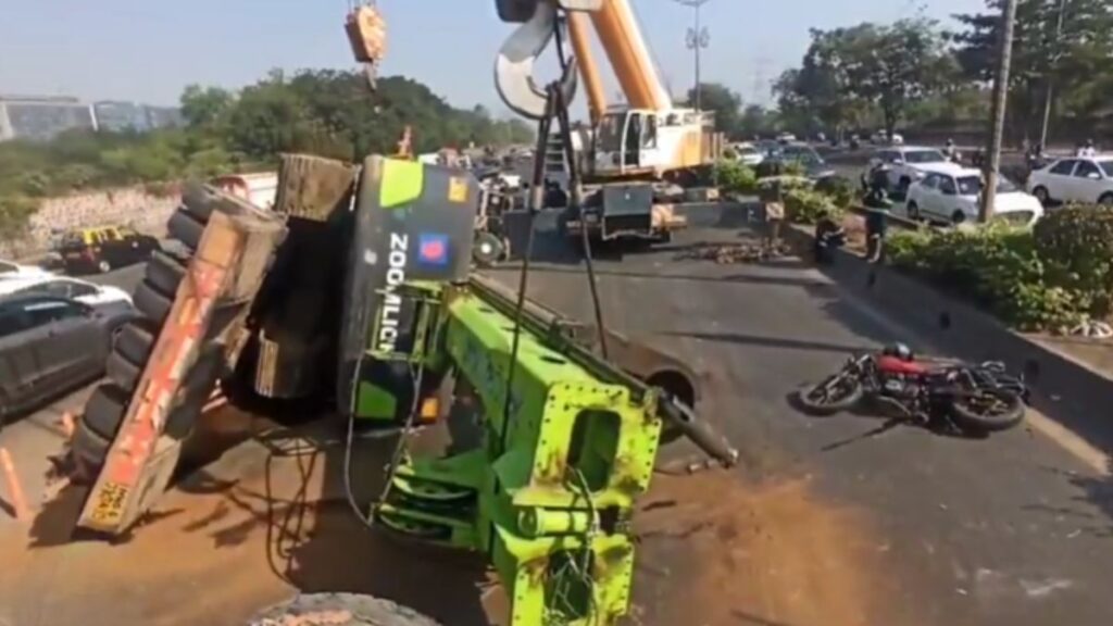 Crane Topples on Two-Wheeler Rider in Mumbai